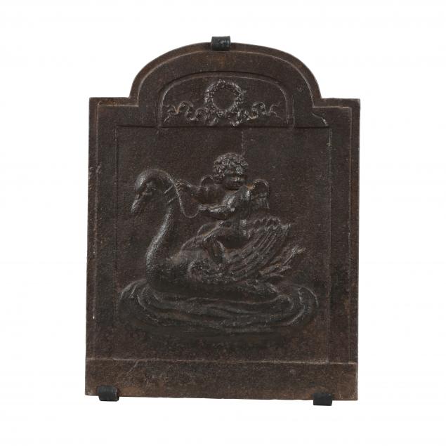 ANTIQUE CAST IRON FIREBACK OF