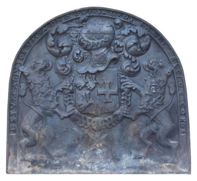 ANTIQUE CAST IRON HERALDIC FIREBACK