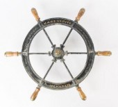 ANTIQUE CAST IRON SHIP'S WHEEL
