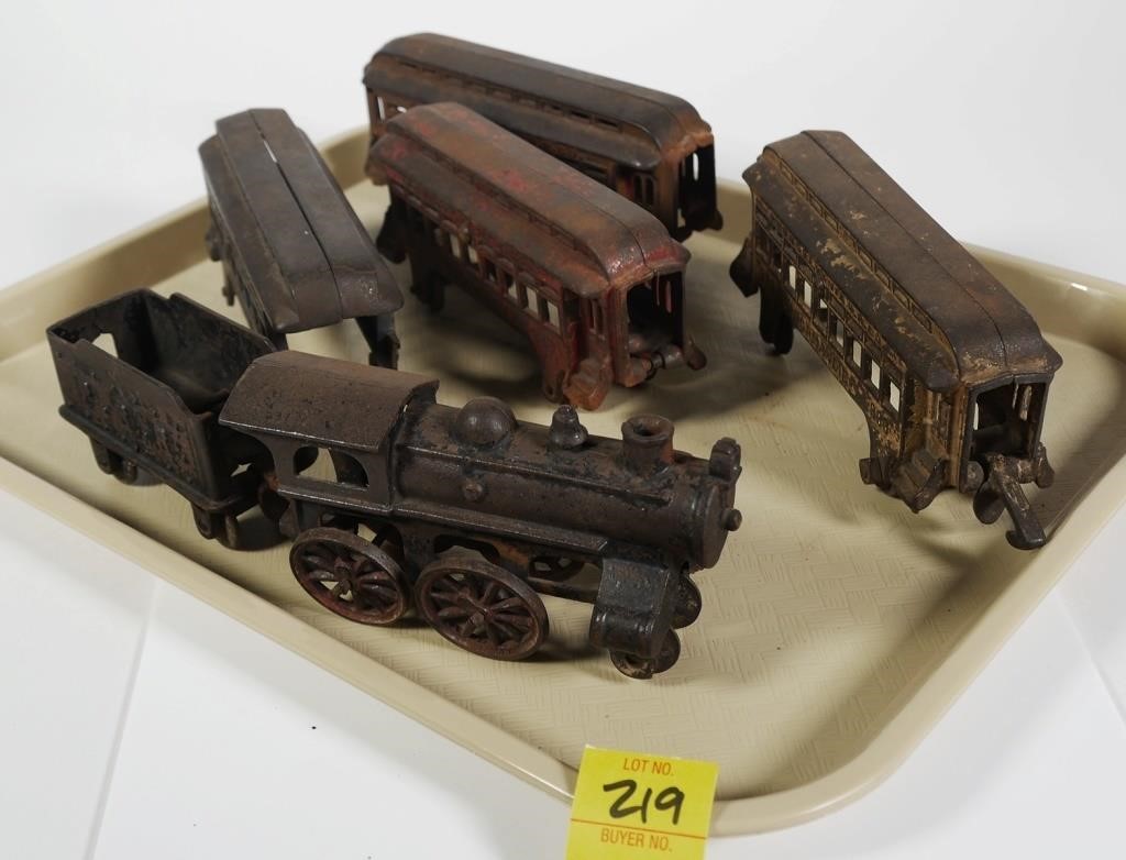 ANTIQUE CAST IRON TRAIN SET