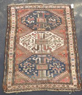 ANTIQUE CAUCASIAN AREA RUG. An