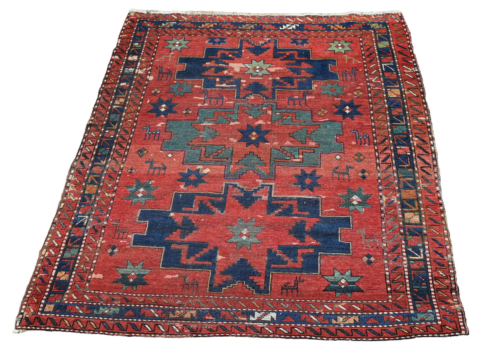 ANTIQUE CAUCASIAN RUG - 5'1" X