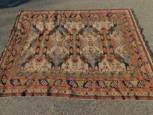 ANTIQUE CAUCASIAN RUGSemi-antique