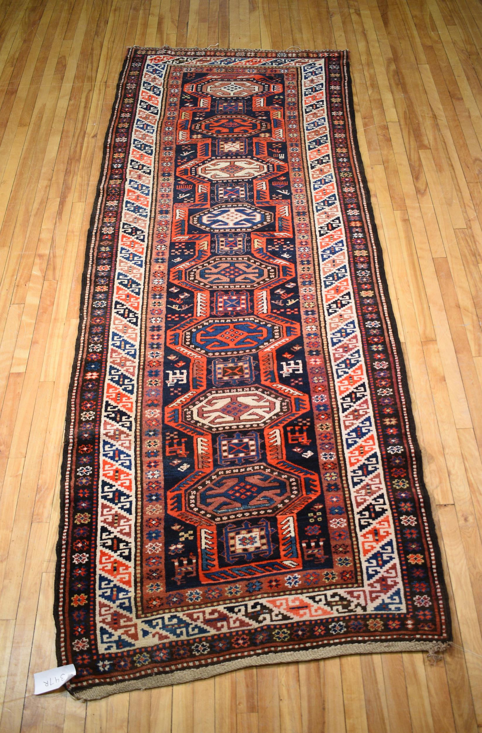 ANTIQUE CAUCASIAN RUNNER, 3'11" X