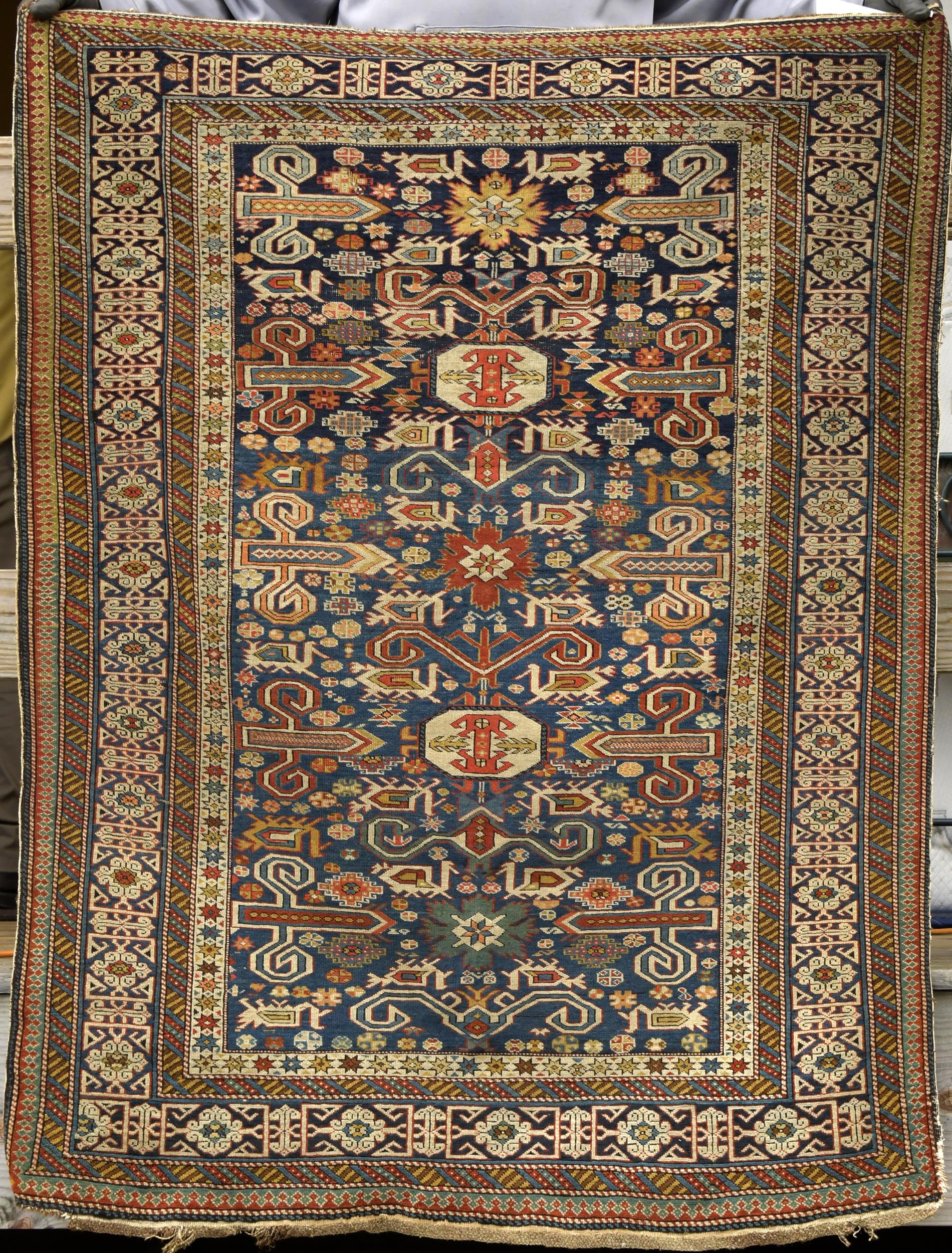 ANTIQUE CAUCASIAN SCATTER RUG, 3'8"