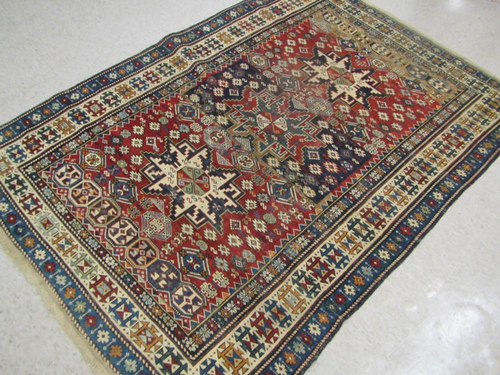 ANTIQUE CAUCASIAN SHIRVAN AREA RUG,