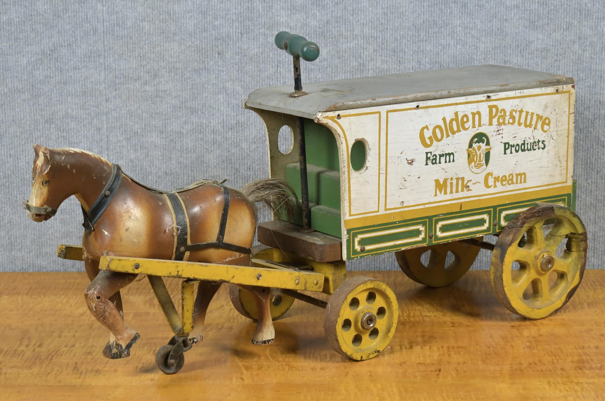 ANTIQUE CHILD’S HORSE DRAWN RIDE-ON