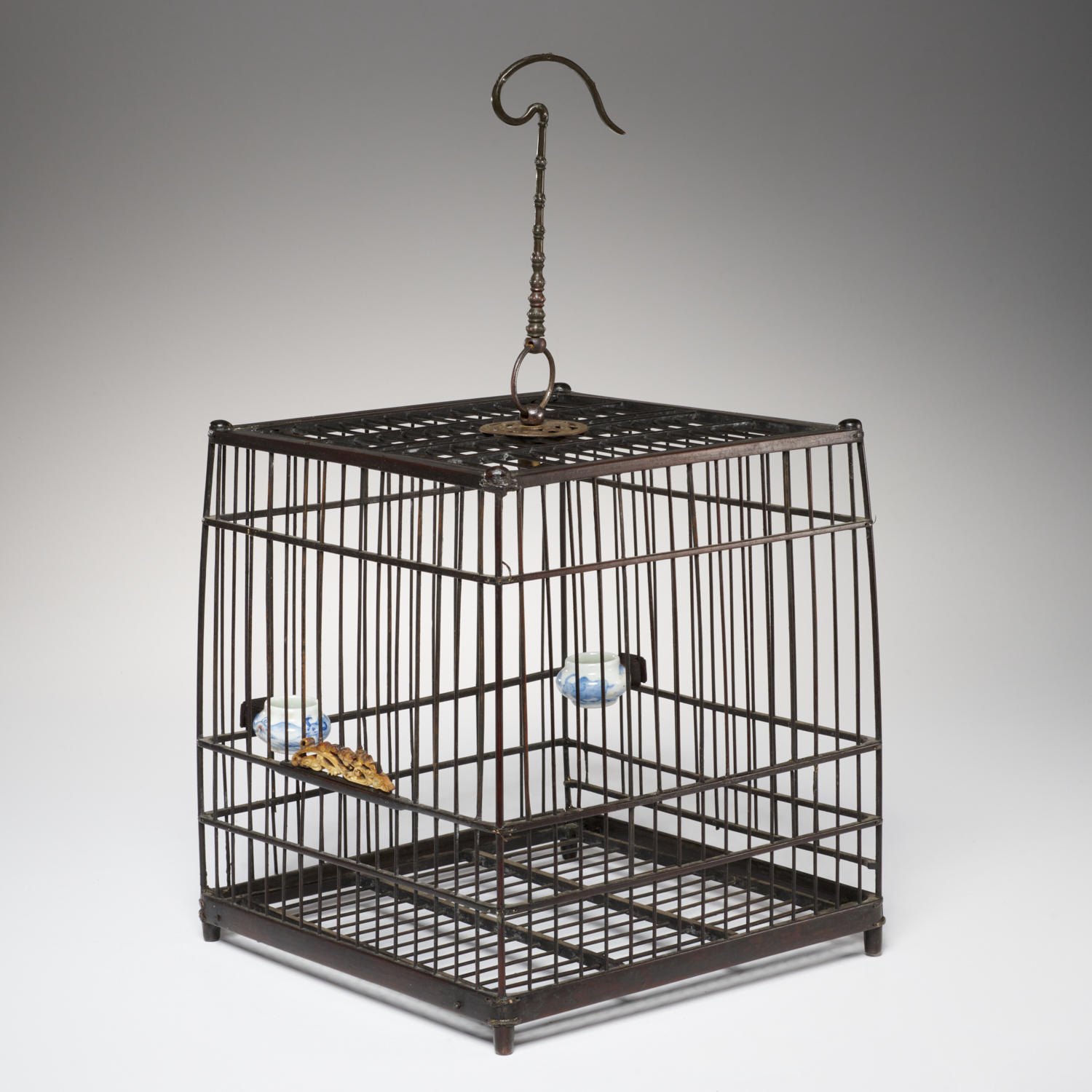 ANTIQUE CHINESE BAMBOO BIRDCAGE AND