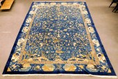 ANTIQUE CHINESE BLUE SILK PICT