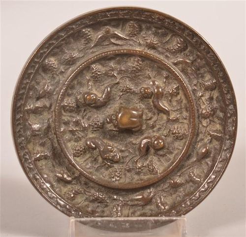 ANTIQUE CHINESE BRONZE FOO DOG DISC
