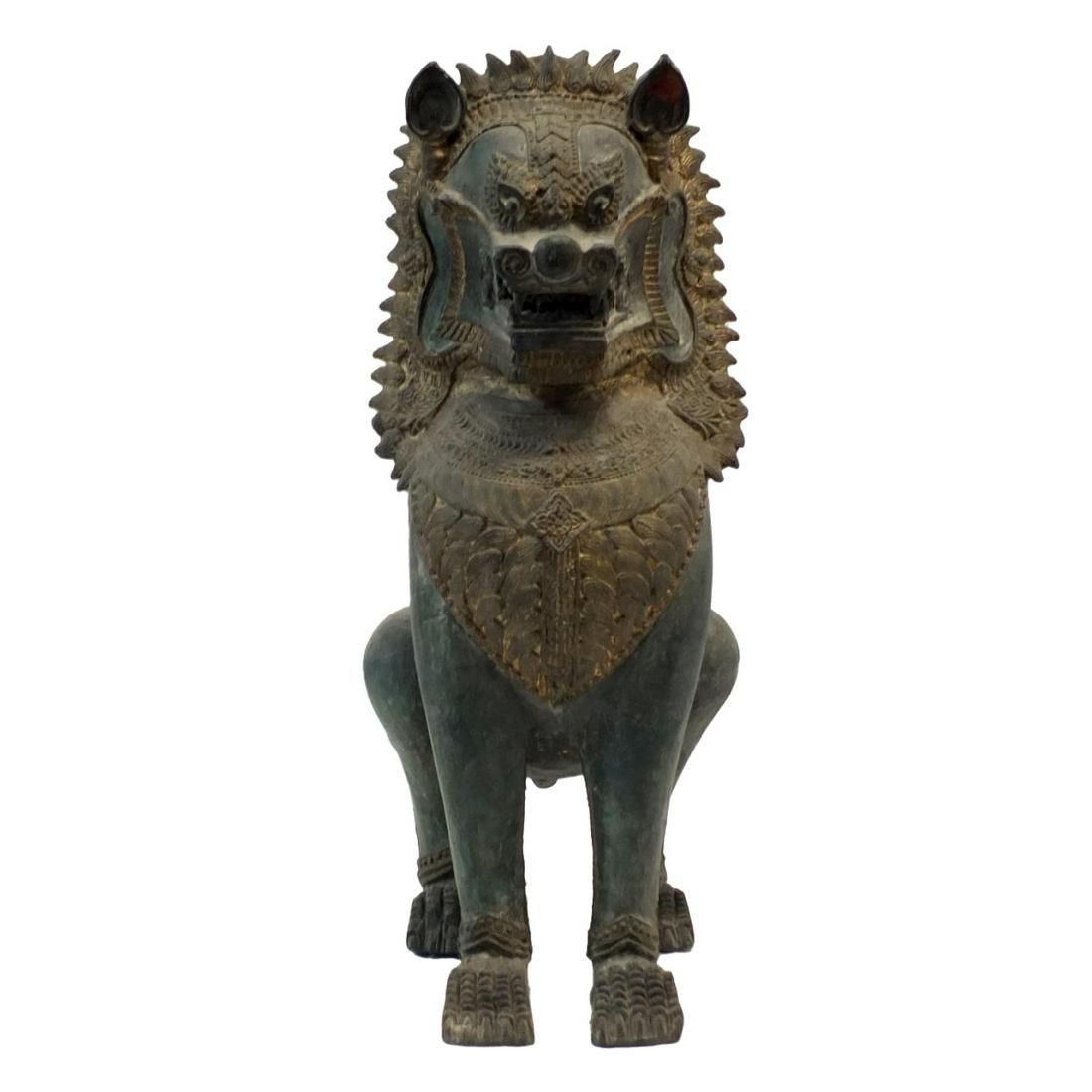ANTIQUE CHINESE BRONZE FOO DOG