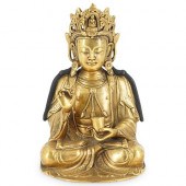 ANTIQUE CHINESE BRONZE SEATED