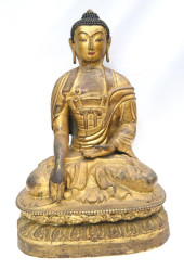 ANTIQUE CHINESE BRONZE SEATED