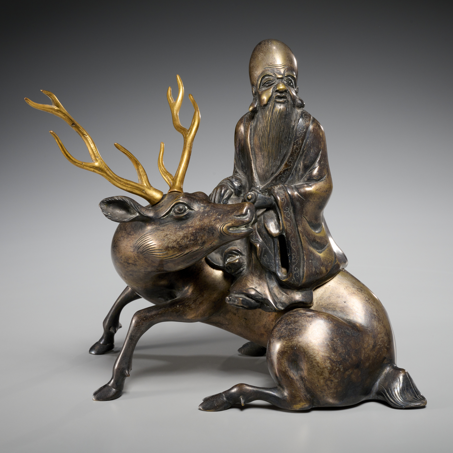 ANTIQUE CHINESE BRONZE SHOULAO