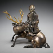 ANTIQUE CHINESE BRONZE SHOULAO
