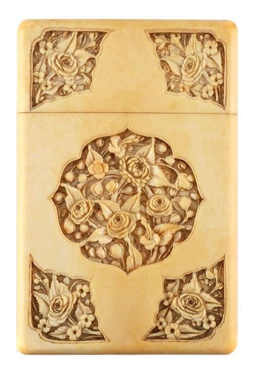ANTIQUE CHINESE CARVED IVORY CARD