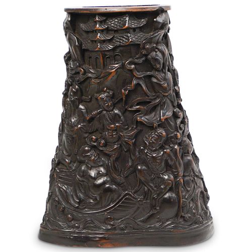 ANTIQUE CHINESE CARVED WOOD BRUSH