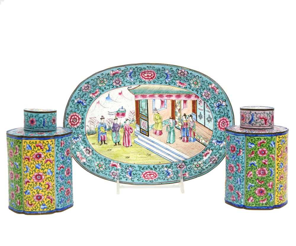 ANTIQUE CHINESE ENAMEL TEA