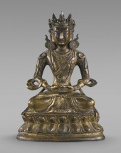 ANTIQUE CHINESE GILT BRONZE BO