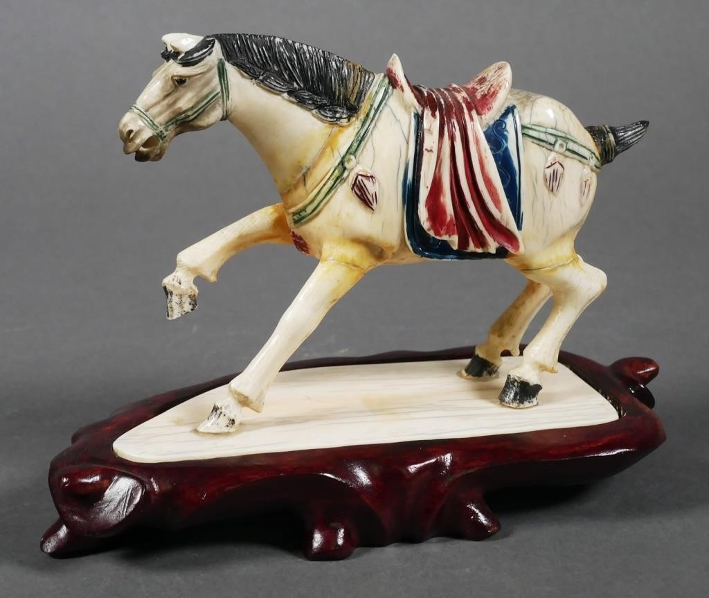 ANTIQUE CHINESE IVORY HORSE, 18TH