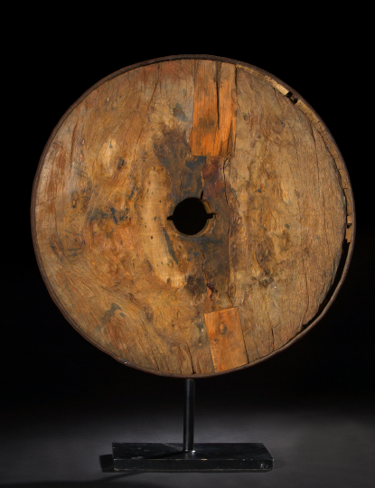 Antique Chinese Mounted Cart Wheel,