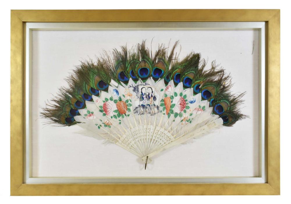 ANTIQUE CHINESE PAINTED FEATHER