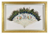 ANTIQUE CHINESE PAINTED FEATHE