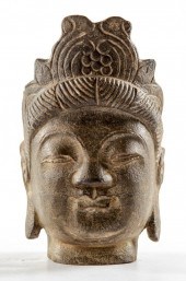 ANTIQUE CHINESE SANDSTONE HEAD