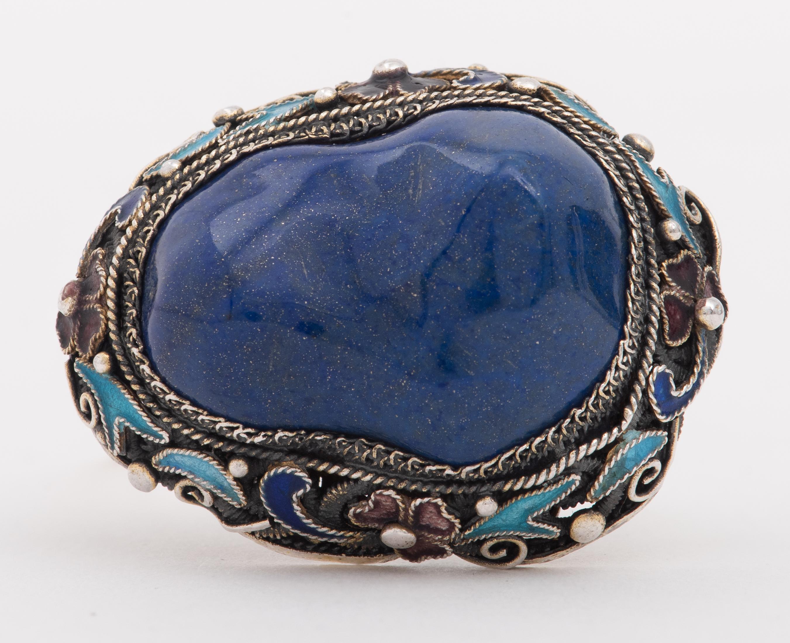 ANTIQUE CHINESE SILVER LAPIS LAZULI