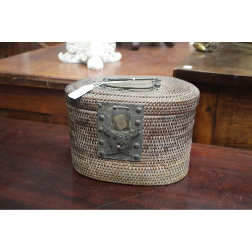 Antique Chinese woven cane carry or