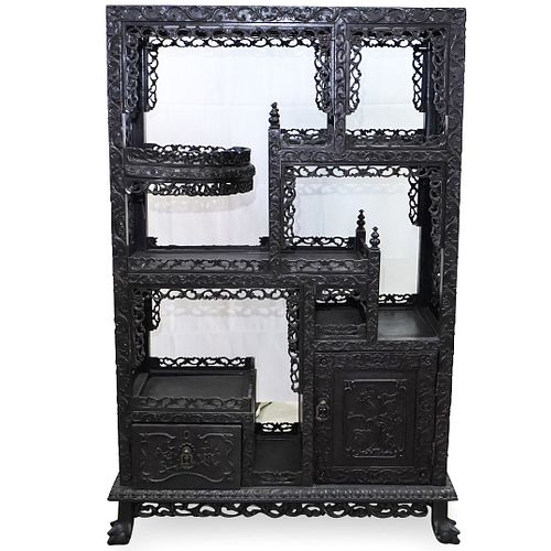 ANTIQUE CHINESE ZITAN SHELF