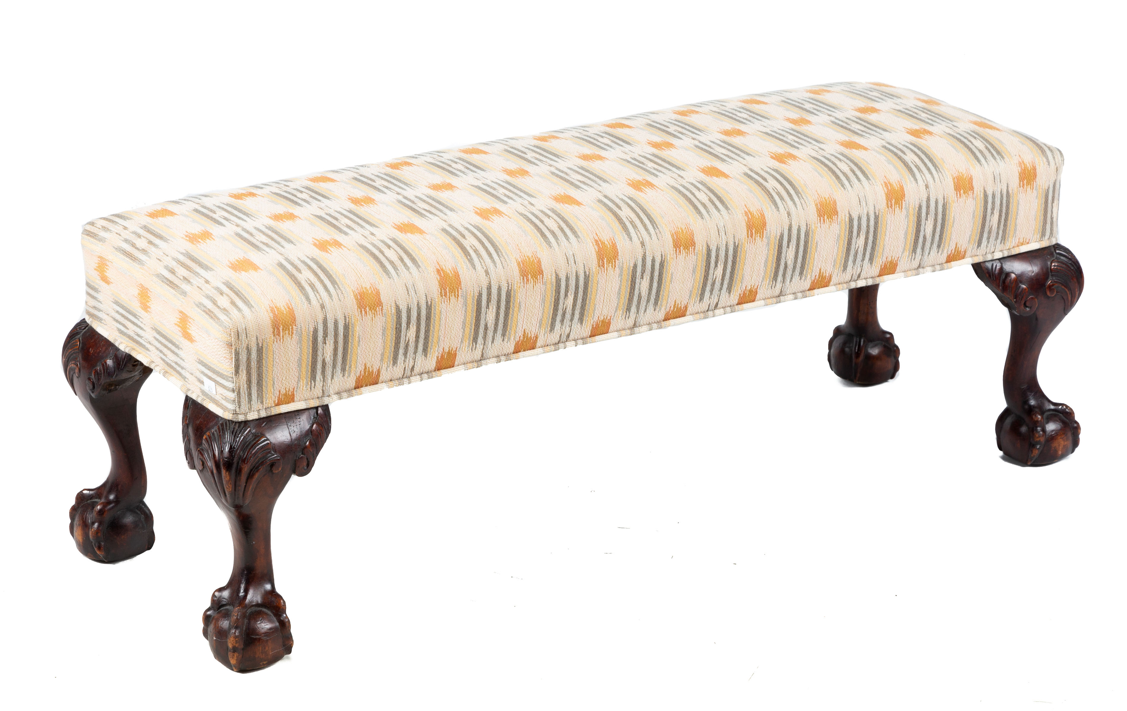 ANTIQUE CLAW AND BALL FOOT BENCH