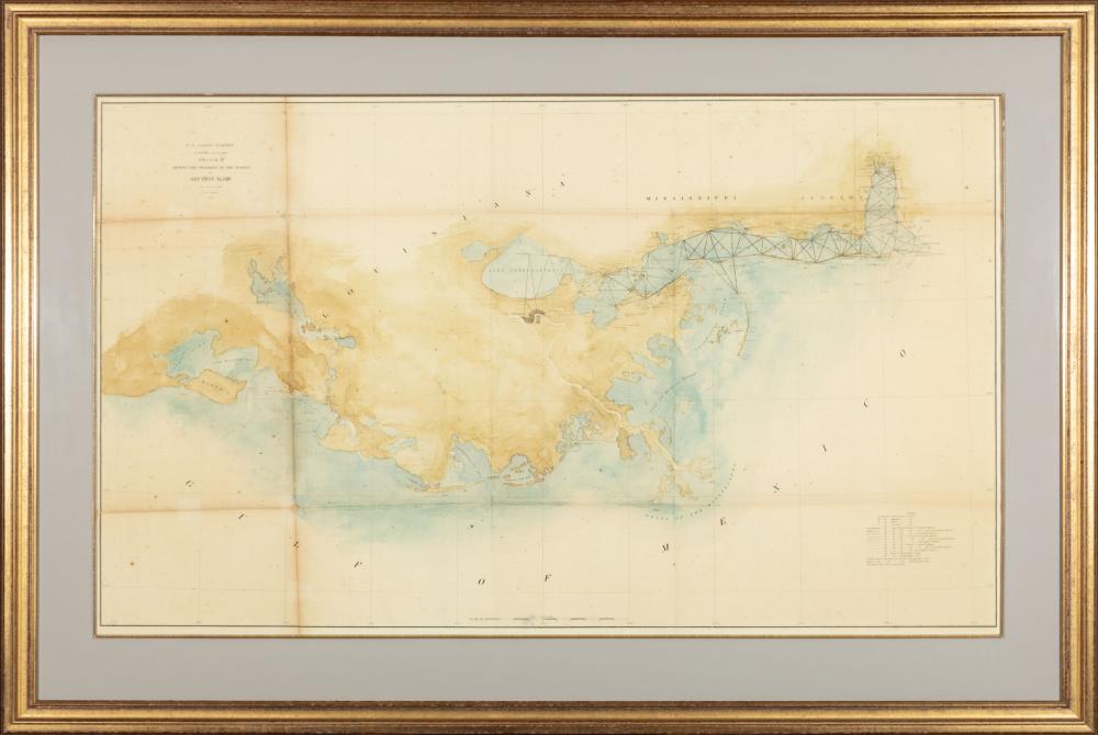 ANTIQUE COAST SURVEY MAP OF COASTAL