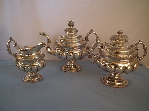 ANTIQUE COIN SILVER TEA
