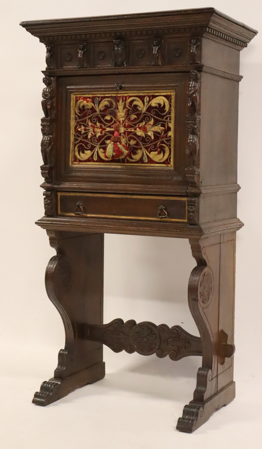 ANTIQUE CONTINENTAL CARVED & INLAID