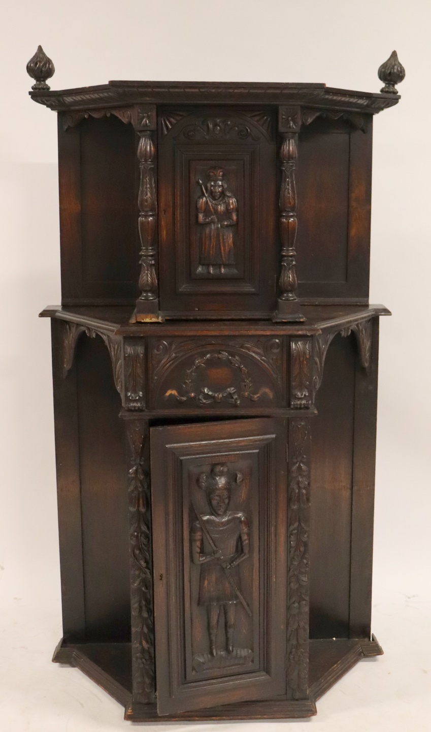 ANTIQUE CONTINENTAL CARVED OAK