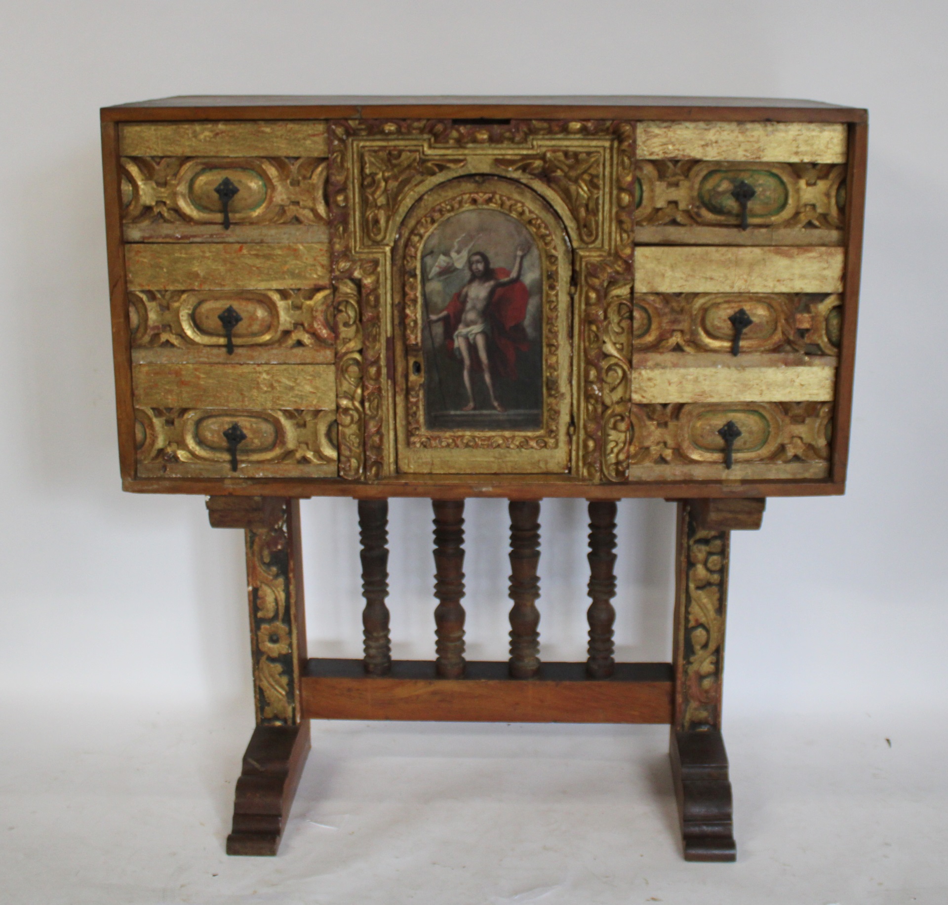 ANTIQUE CONTINENTAL CARVED, PAINT &