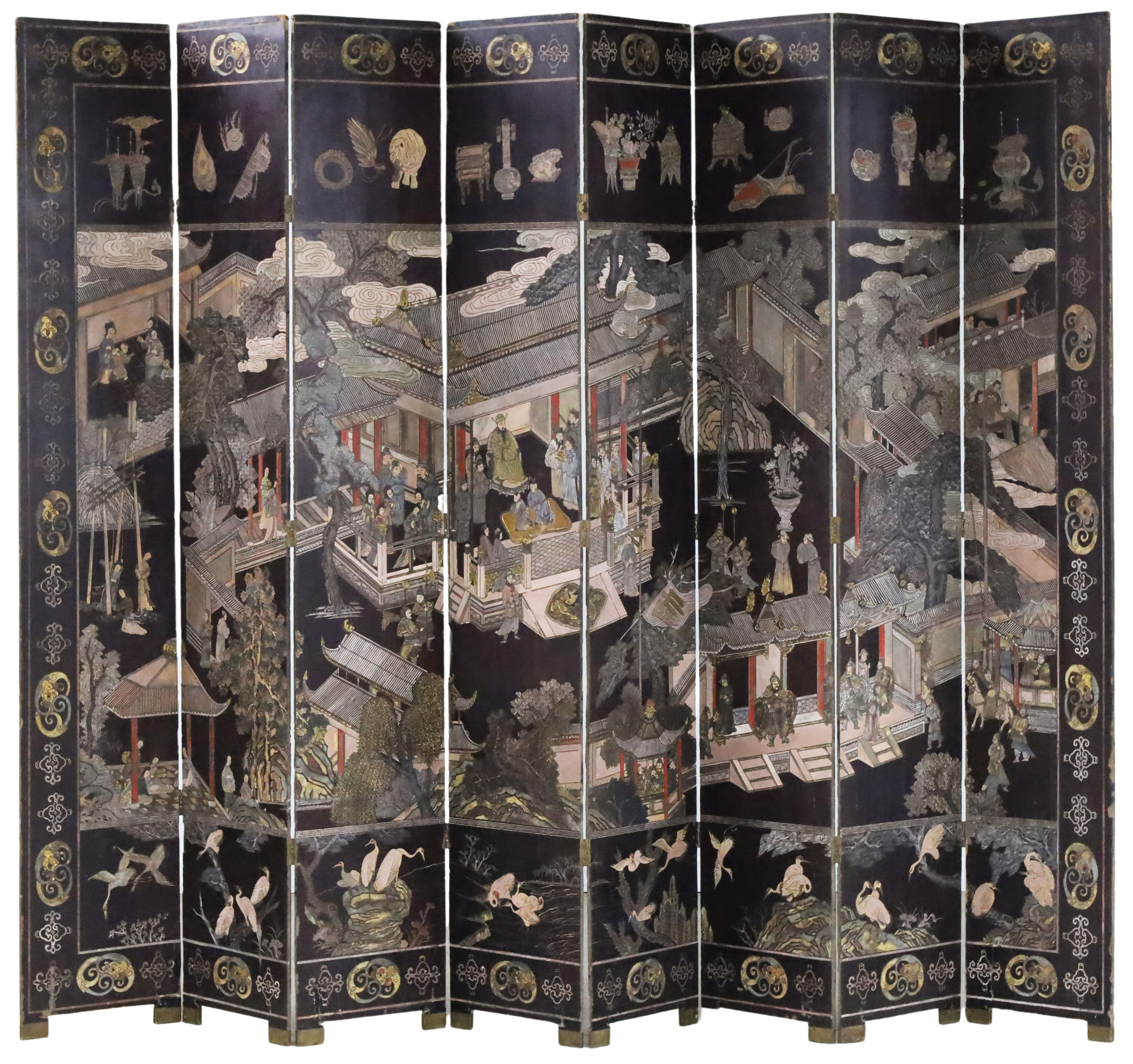 ANTIQUE COROMANDEL 8 PANEL SCREEN