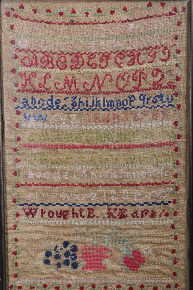 ANTIQUE CROSS-STICH SAMPLER,