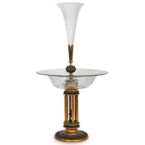 ANTIQUE CRYSTAL & BRONZE LARGE