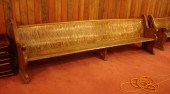 ANTIQUE CURVED OAK CHURCH BENC