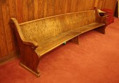 ANTIQUE CURVED OAK CHURCH BENC
