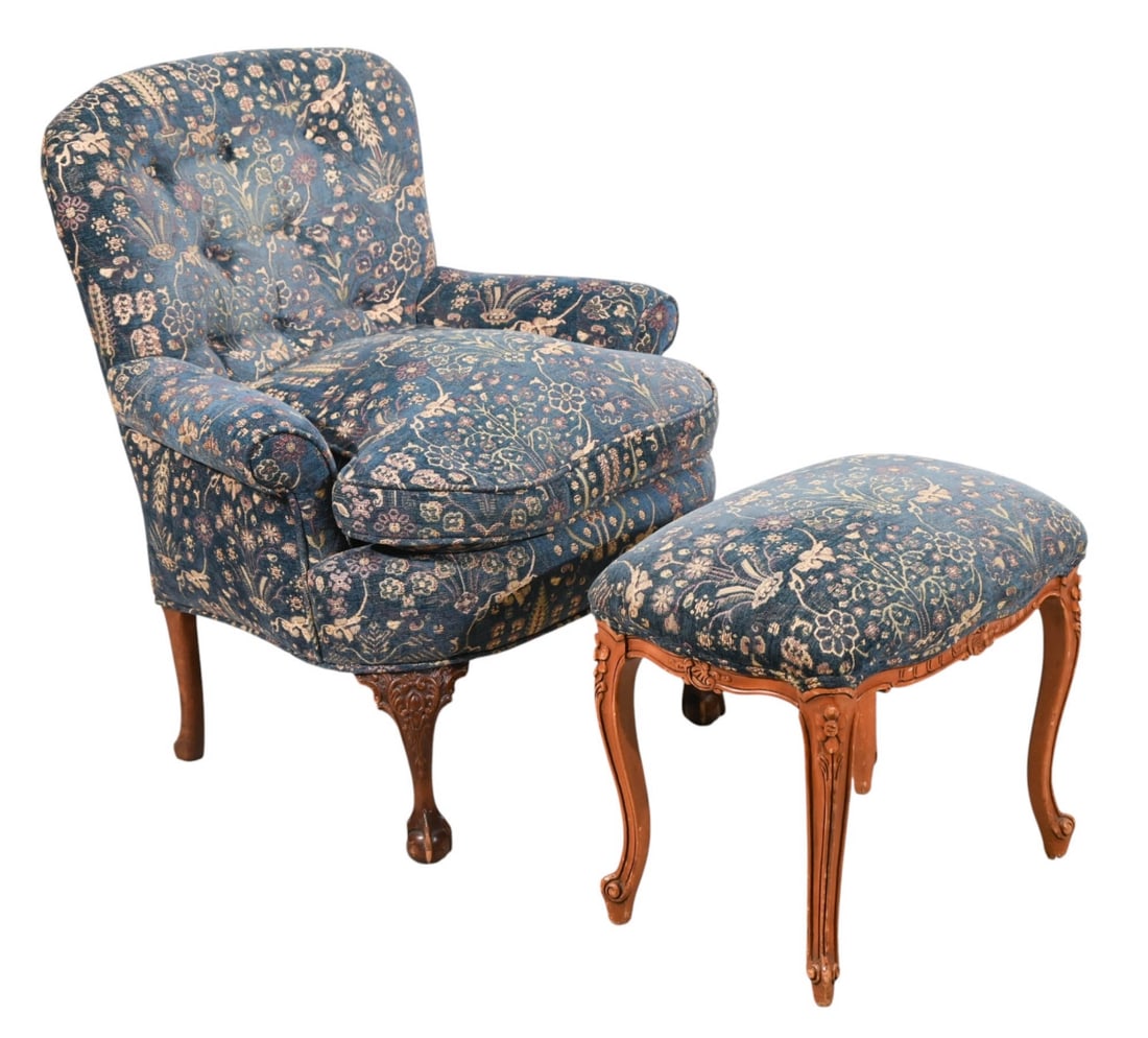 ANTIQUE CUSTOM UPHOLSTERED LOUNGE