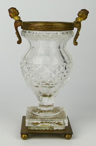 ANTIQUE CUT GLASS ORMOLU MINITURE