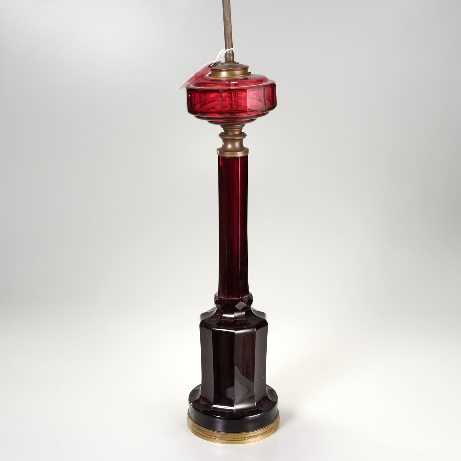 ANTIQUE CUT RUBY GLASS TABLE LAMP
