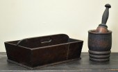 ANTIQUE CUTLERY TRAY AND MORTA