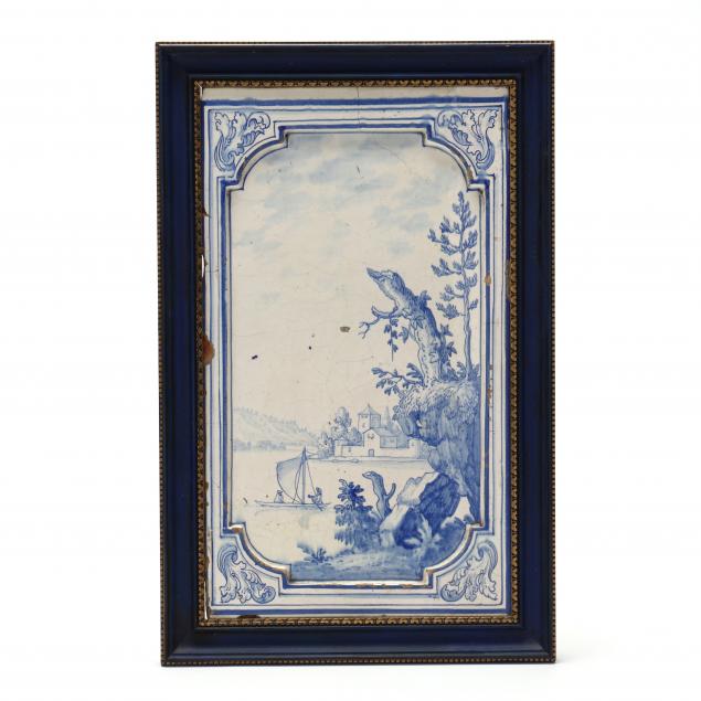 ANTIQUE DELFTWARE SCENIC TILE