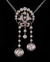 ANTIQUE DIAMOND AND RUBY NECKL