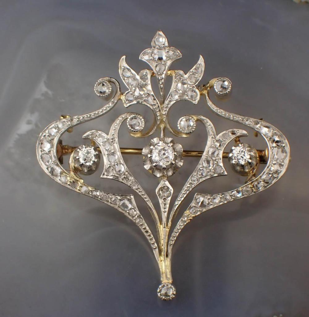 ANTIQUE DIAMOND, PLATINUM AND