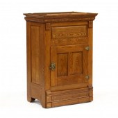 ANTIQUE DIMINUTIVE OAK ICE BOX